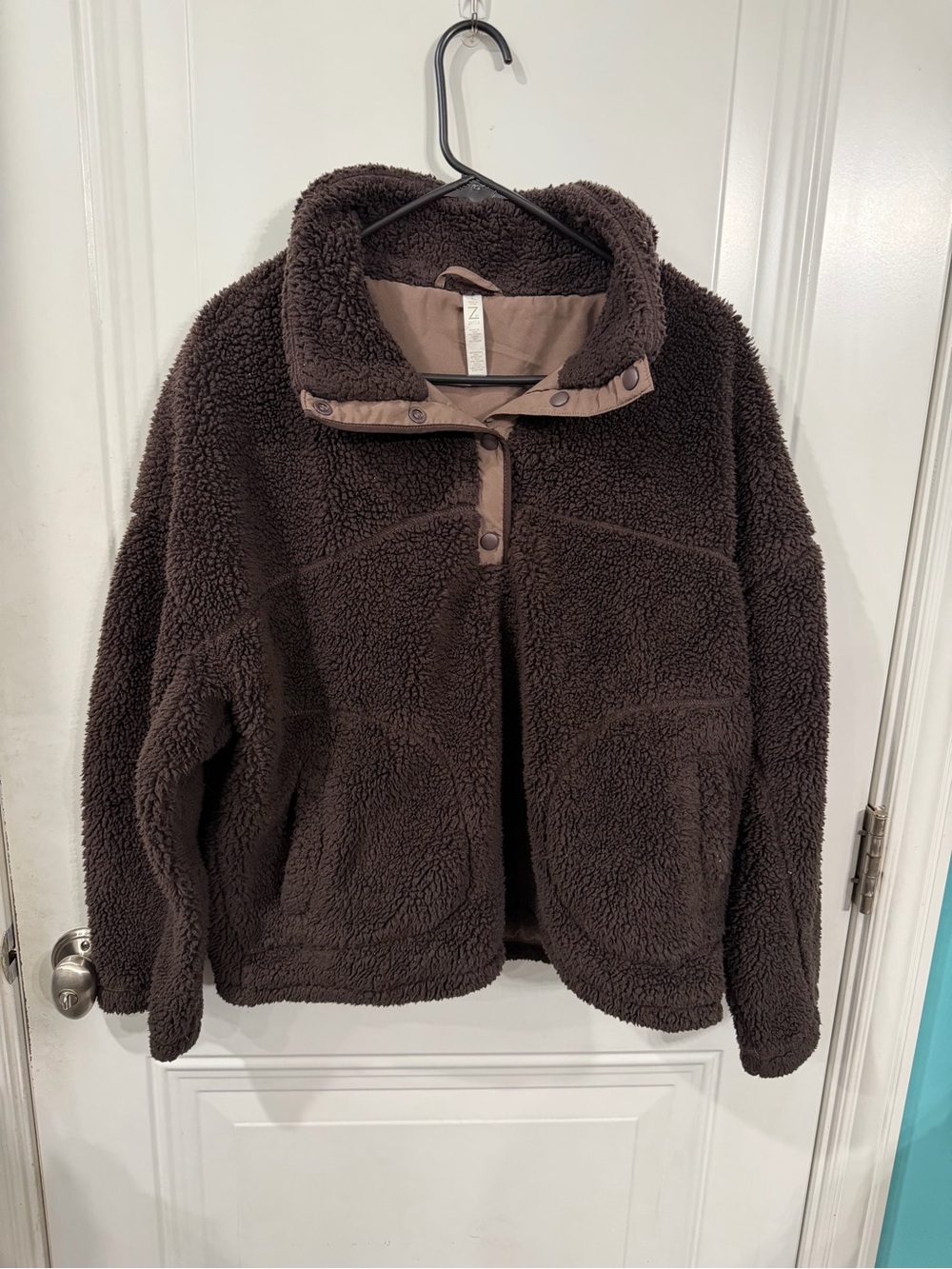 Zella Chocolate Brown Teddy Pullover Jacket
